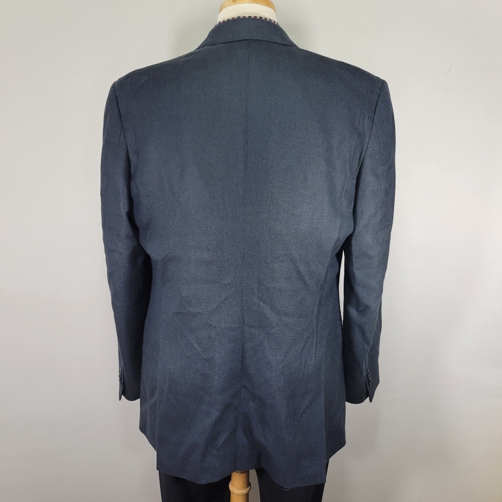 Alan Flusser Men's Double Breast Sport Coat Blazer Peak Navy Silk Wool 44L - Picture 11 of 16